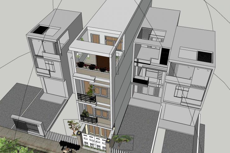 Xây dựng nhà phố với mẫu thiết kế 4 tầng đơn giản hiện đại
