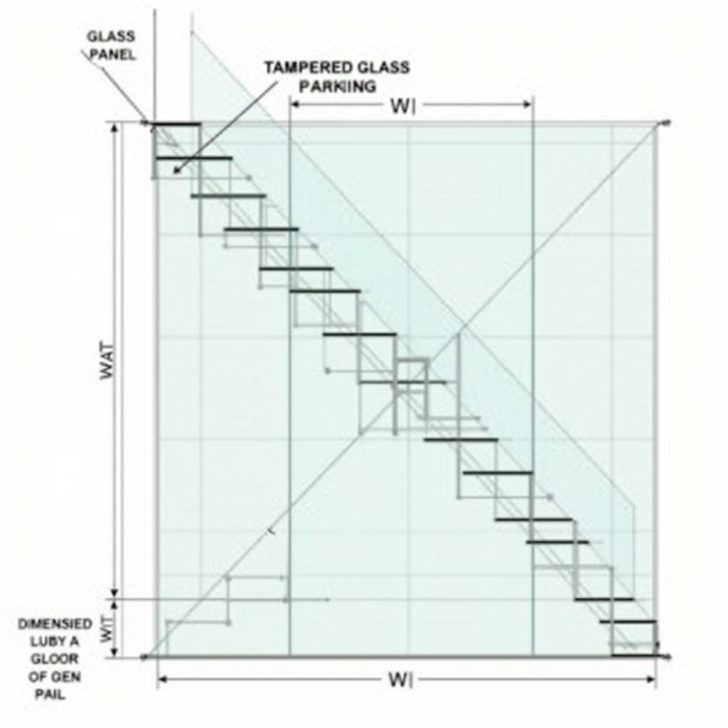 Bản vẽ mặt bằng chi tiết cầu thang kính cường lực