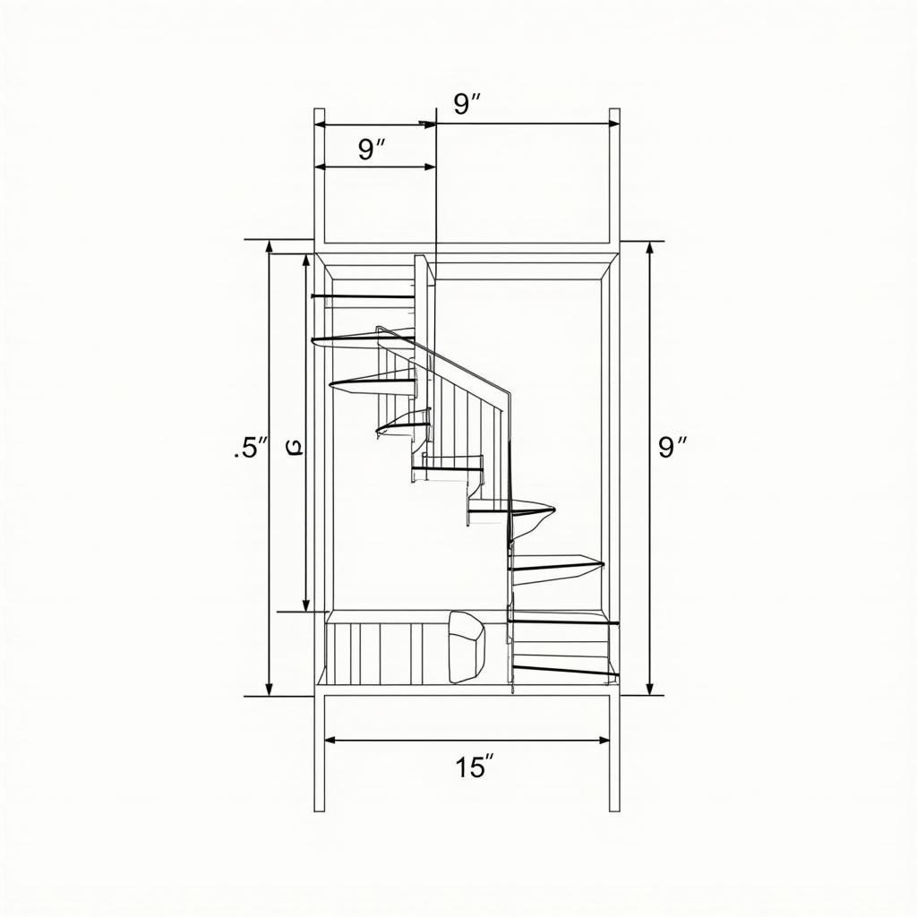 Bản vẽ mặt bằng chi tiết cầu thang xoắn ốc