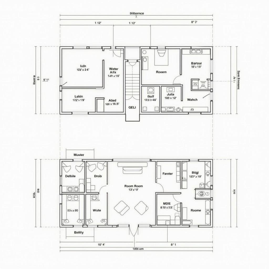 Bản vẽ mặt bằng nhà 2 tầng 1 tum mái thái chi tiết các phòng chức năng