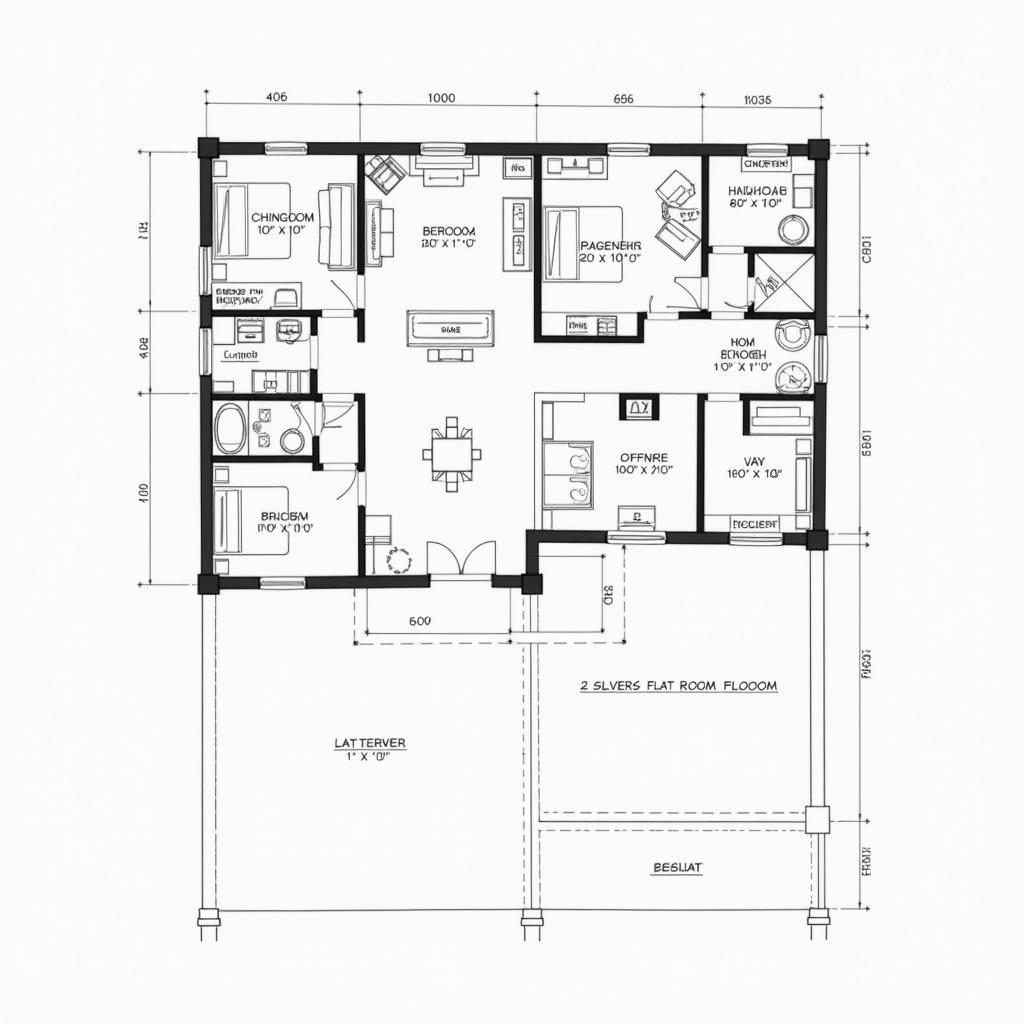 Bản vẽ mặt bằng công năng chi tiết nhà 2 tầng mái bằng mặt tiền 8m với đầy đủ các phòng chức năng và diện tích cụ thể.