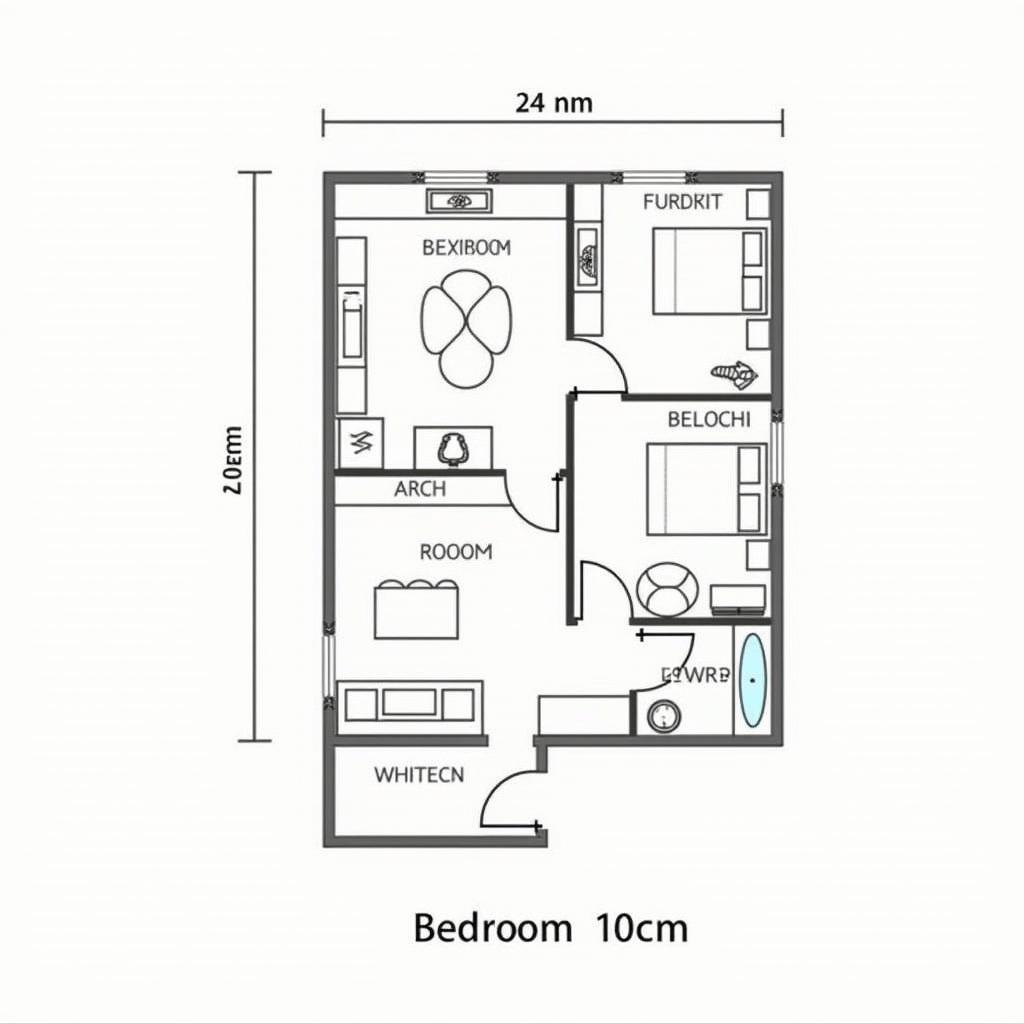 Bản vẽ mặt bằng công năng nhà cấp 4 mái bằng 3 phòng ngủ chi tiết