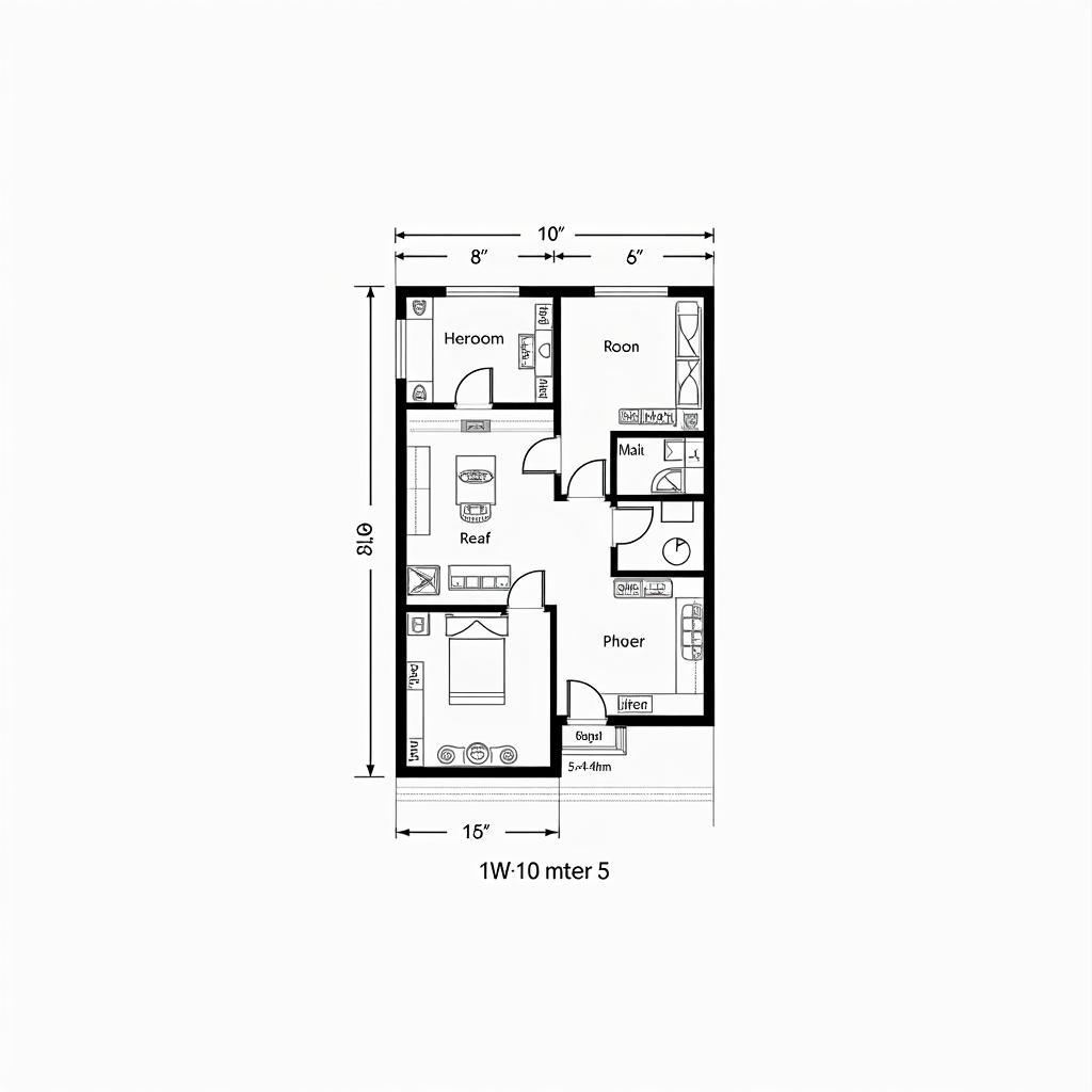 Bản vẽ mặt bằng công năng nhà cấp 4 mái bằng mặt tiền 5m chi tiết