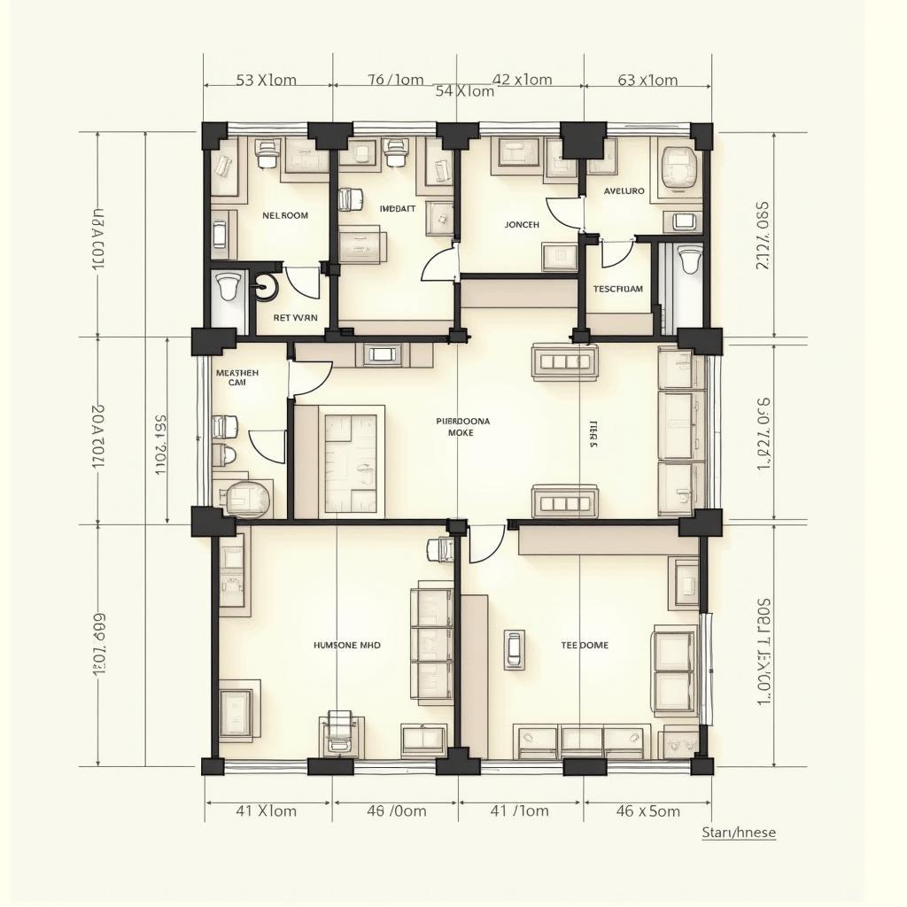 Bản vẽ mặt bằng công năng chi tiết của nhà ống 3 tầng mái Nhật, thể hiện rõ bố trí các tầng và kích thước chi tiết