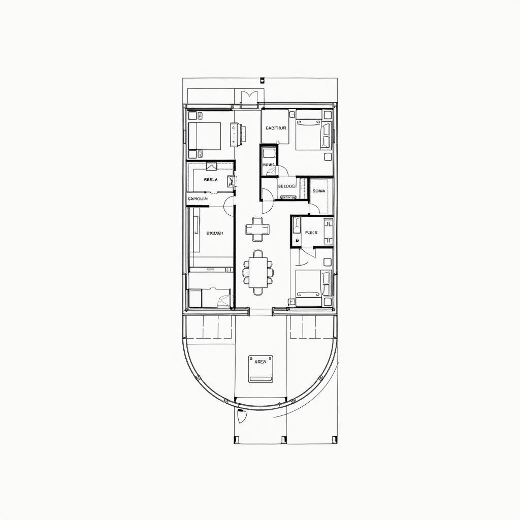 Bản vẽ mặt bằng chi tiết nhà ống 3 tầng phong cách tối giản, thể hiện rõ bố trí các phòng chức năng, diện tích và kích thước từng khu vực