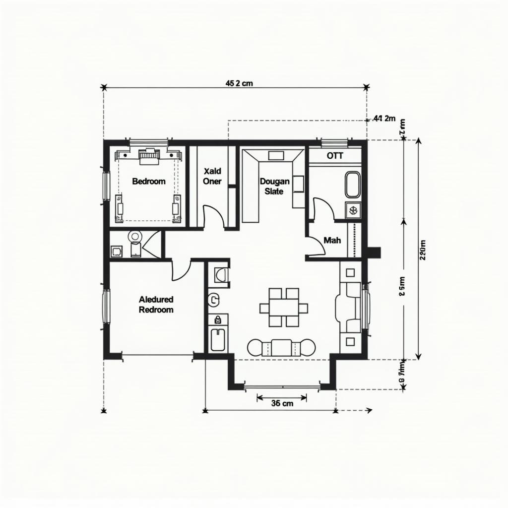 Bản vẽ mặt bằng công năng chi tiết của nhà ống có gara ô tô, thể hiện sự bố trí thông minh, tiện lợi