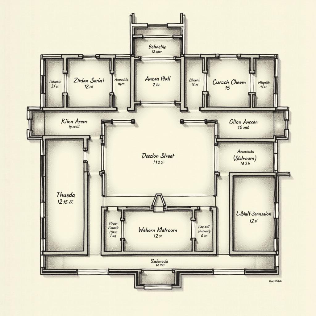 Bản vẽ mặt bằng chi tiết nhà thờ họ 3 gian