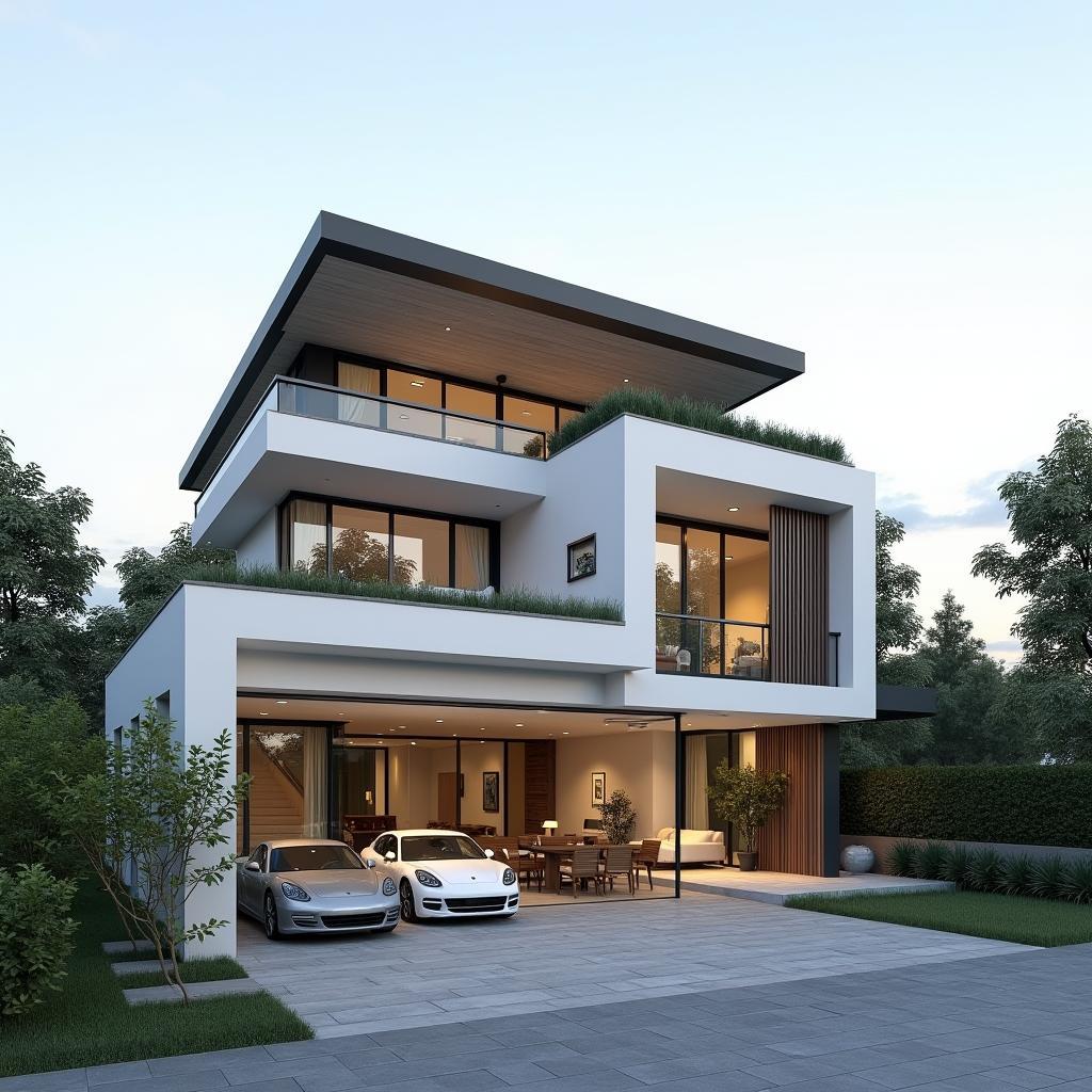 Biệt thự mái bằng 3 tầng hiện đại và tiện nghi do Xây dựng Nikcon thiết kế