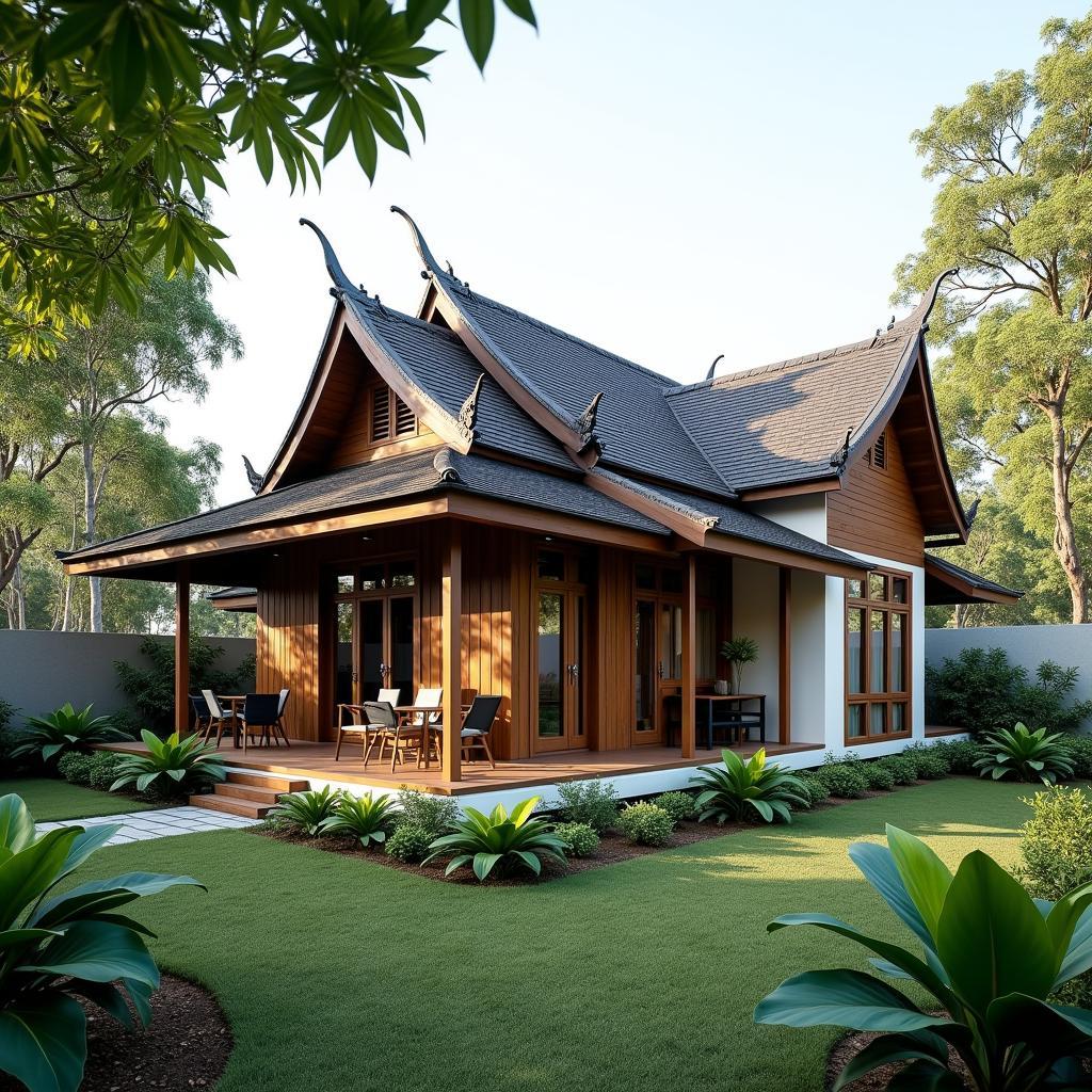 Biệt thự nhà vườn cấp 4 mái thái gần gũi và ấm cúng do Xây dựng Nikcon thiết kế