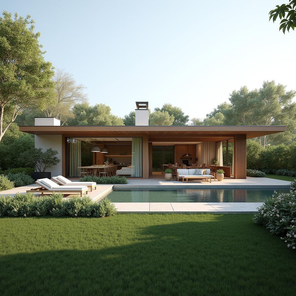 Biệt thự vườn 1 tầng phong cách đồng quê thanh bình và gần gũi thiên nhiên do Xây dựng Nikcon thiết kế