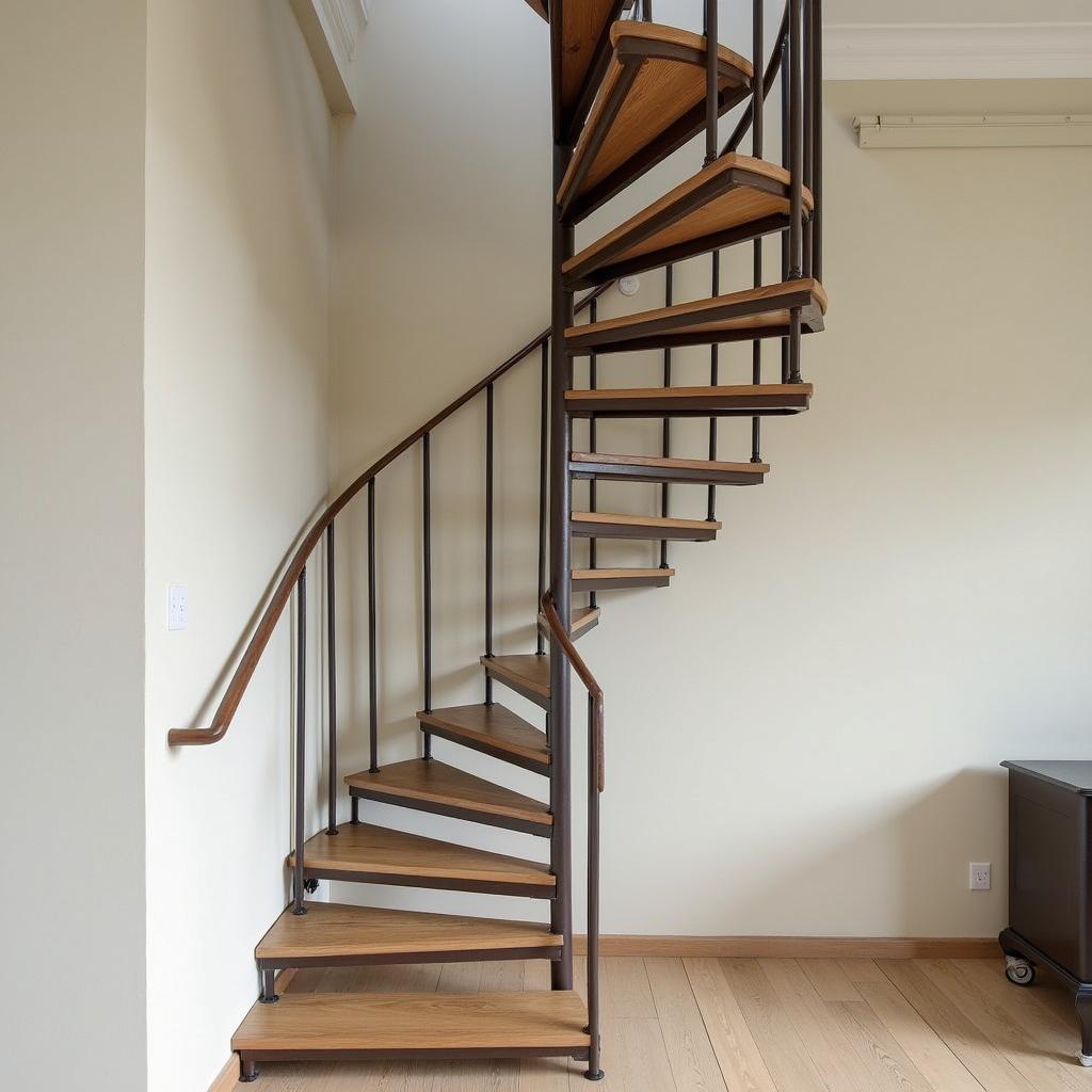 Cầu thang nhà ống xoắn ốc tiết kiệm diện tích tối đa