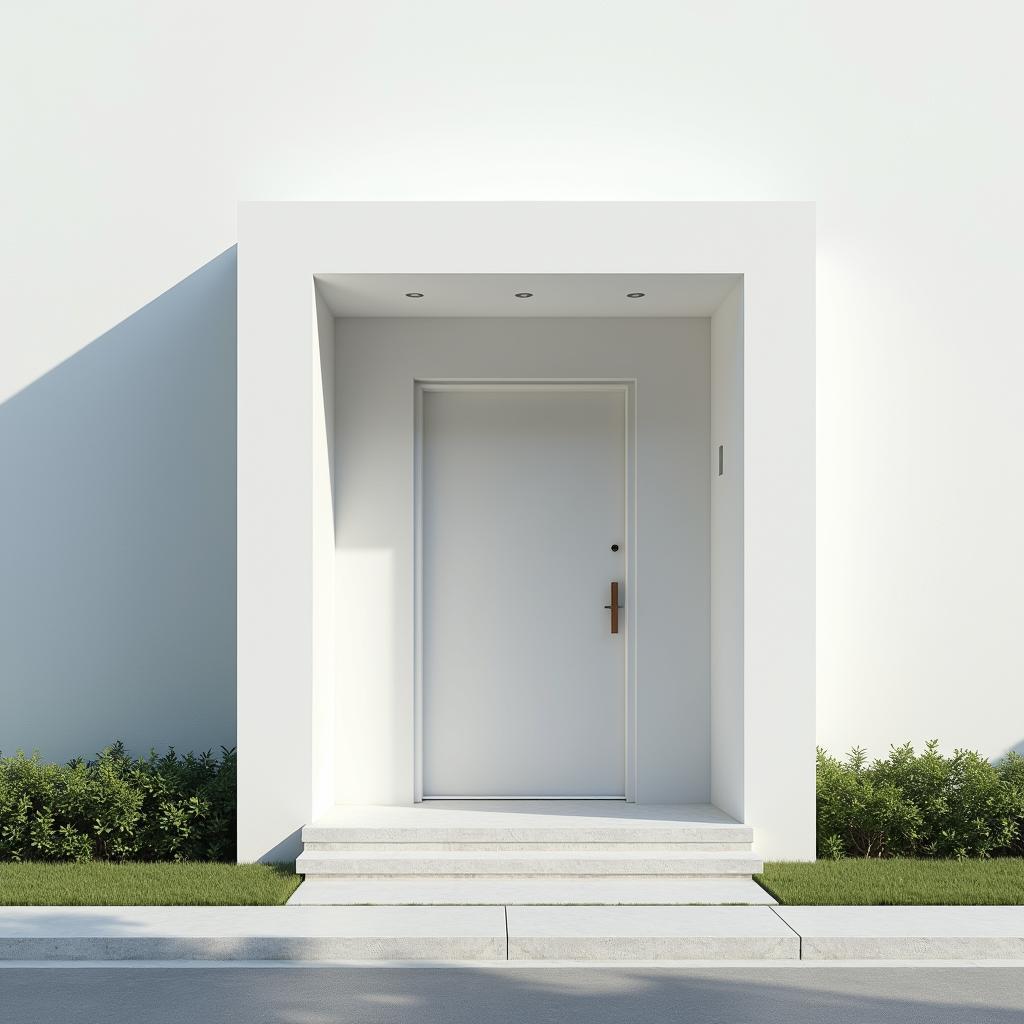 Cột nhà vuông đơn giản hiện đại, màu trắng, không hoa văn, cho nhà phố