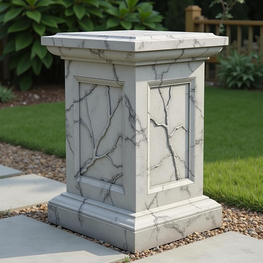 Cột nhà vuông ốp đá tự nhiên, màu xám, vân đá độc đáo, cho nhà vườn