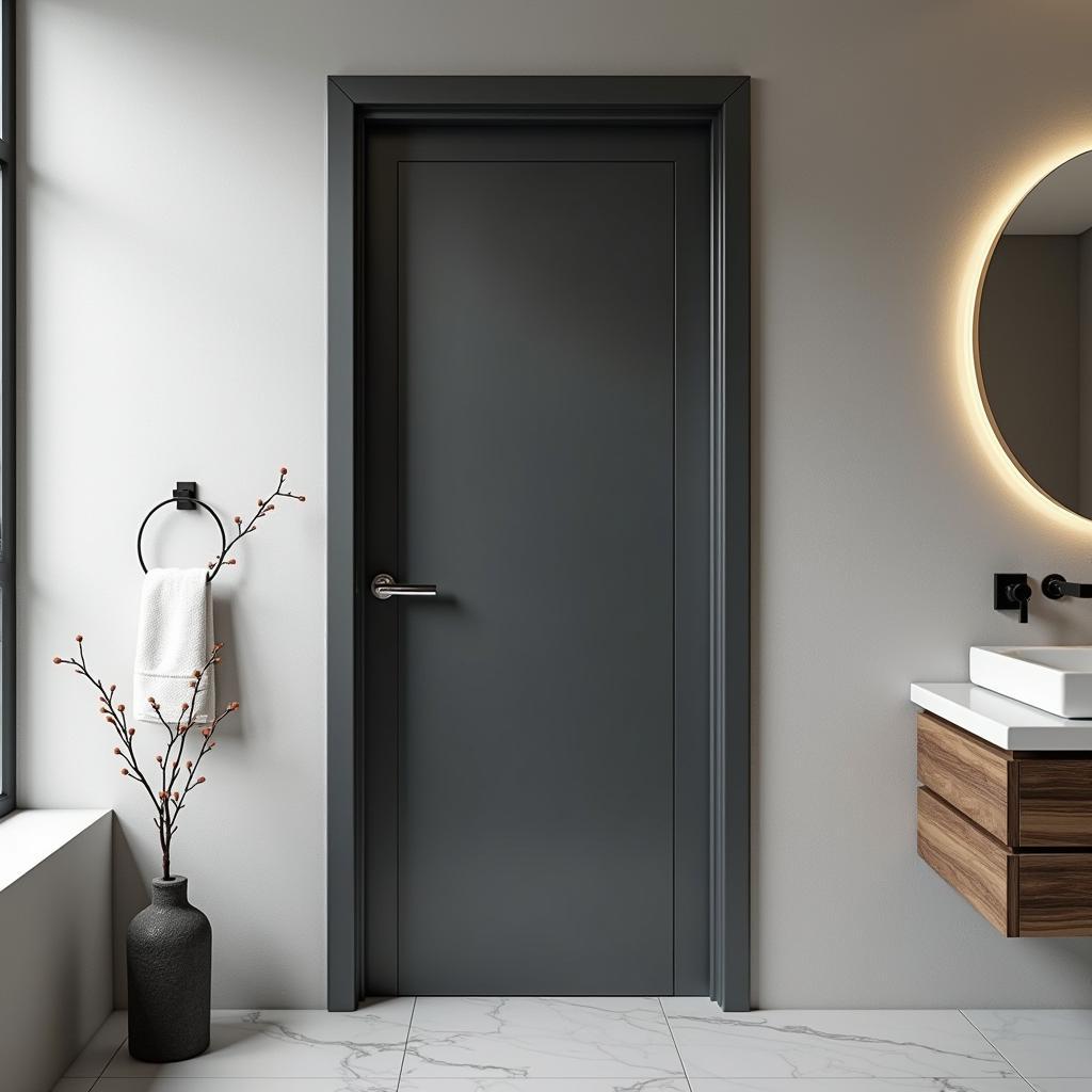 Cửa nhôm Xingfa màu đen nhám kính sọc, phong cách tối giản, hiện đại, cá tính