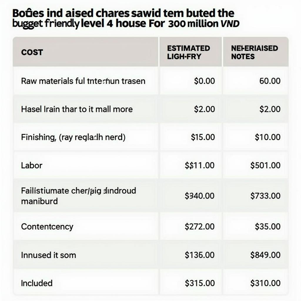 Bảng dự toán chi phí xây nhà cấp 4 giá rẻ 300 triệu chi tiết