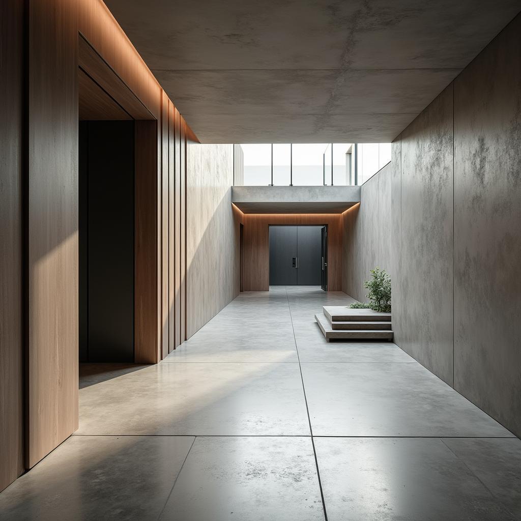 Gạch bê tông mài bóng lát sảnh nhà, mang đến vẻ đẹp tối giản và hiện đại