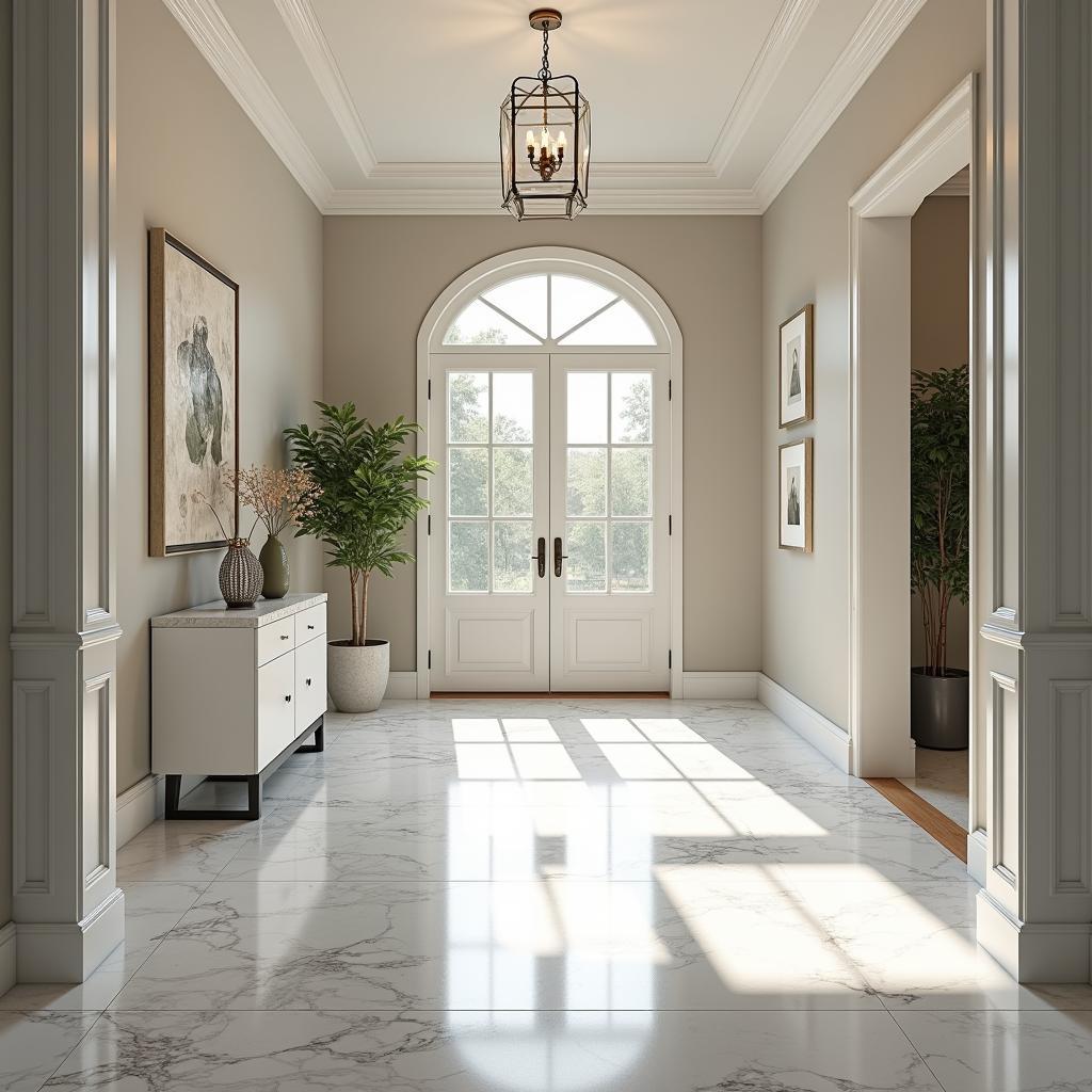 Gạch granite vân đá marble lát sảnh nhà, tạo vẻ đẹp tự nhiên và sang trọng