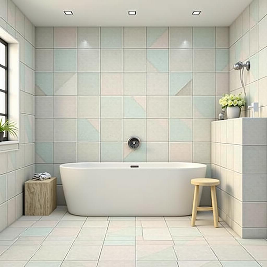 Mẫu gạch ốp lát nhà vệ sinh tông màu pastel nhẹ nhàng
