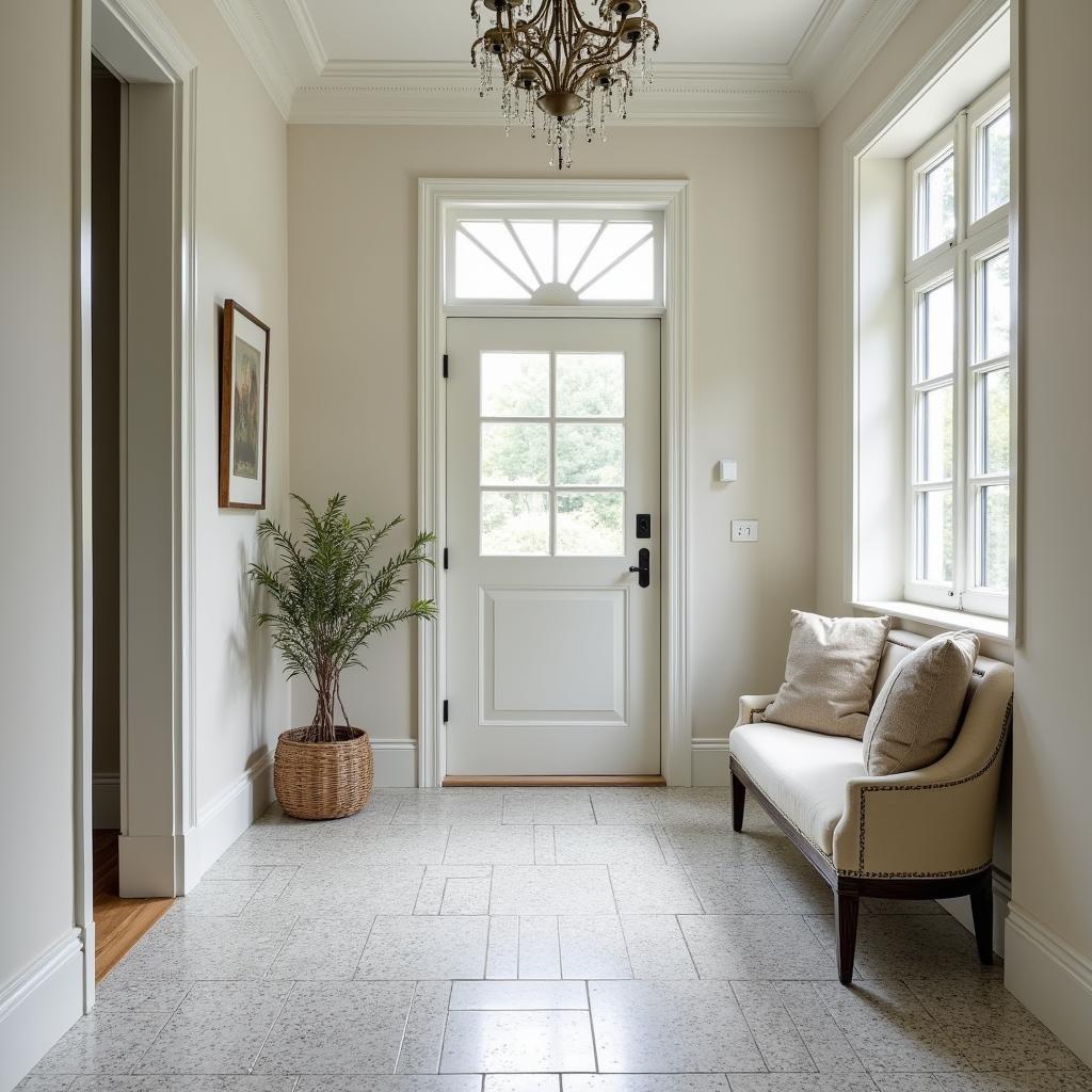 Gạch Terrazzo trắng xám lát sảnh nhà, mang đến vẻ đẹp cổ điển và tinh tế