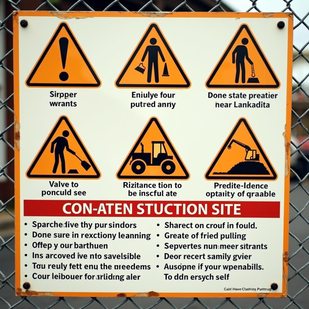 Mẫu biển báo an toàn lao động trên công trình xây dựng nhà ở với các biểu tượng cảnh báo rõ ràng