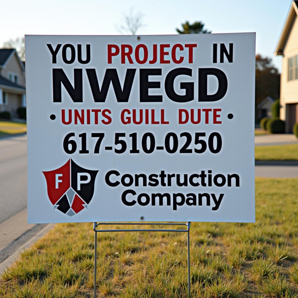 Mẫu biển báo công trình xây dựng nhà ở kết hợp thông tin dự án và quảng bá thương hiệu nhà thầu