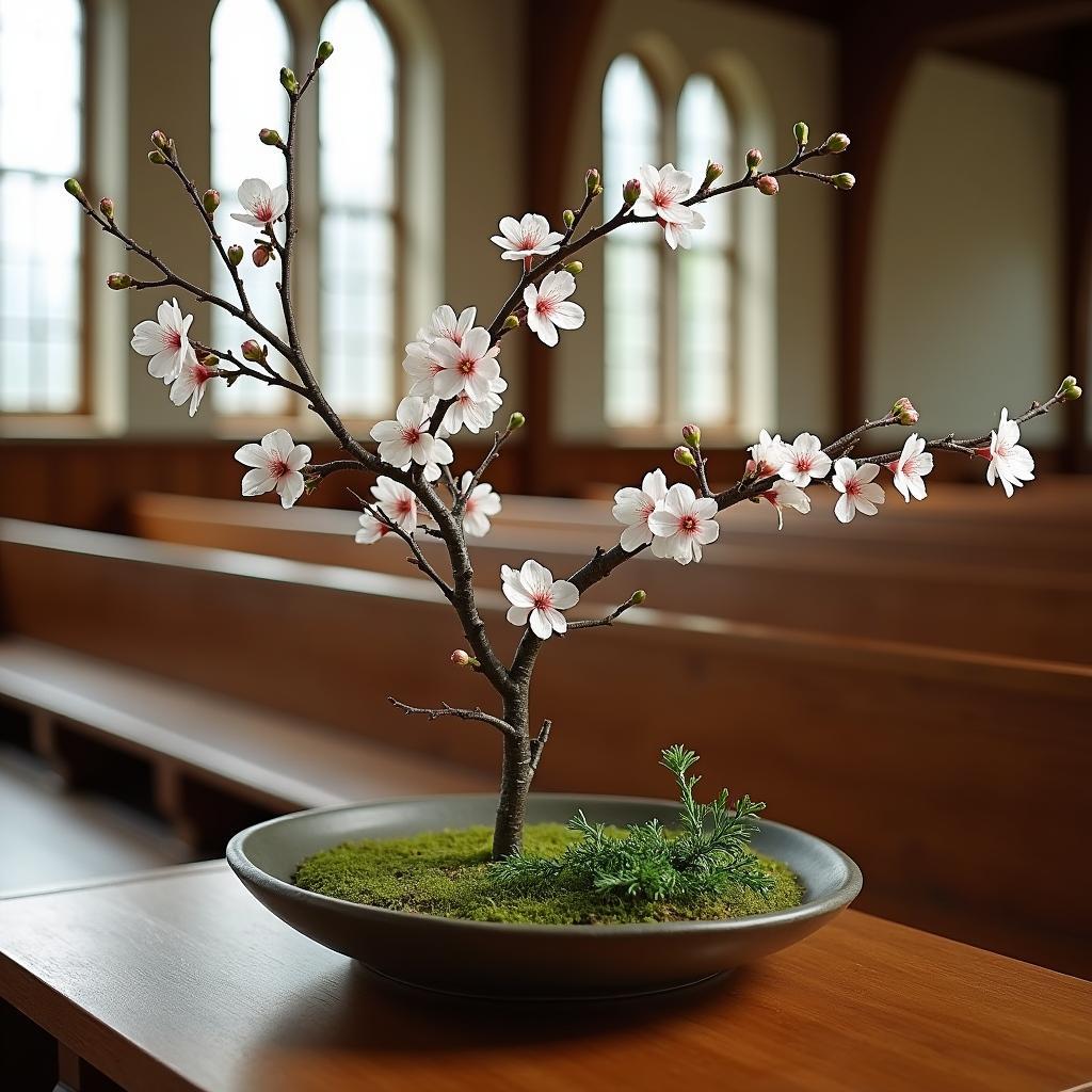 mẫu cắm hoa ikebana nhà thờ đơn giản tinh tế phong cách nhật bản