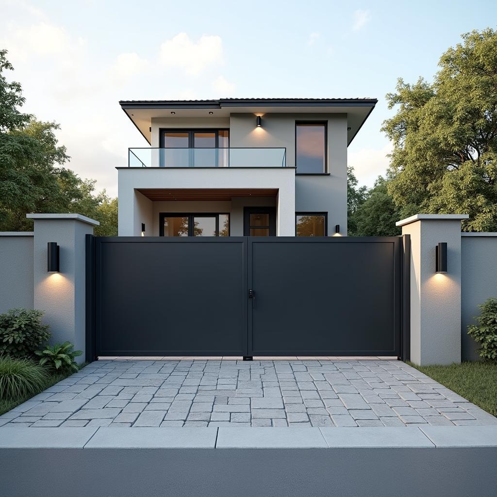 Mẫu cổng biệt thự tự động điều khiển từ xa hiện đại