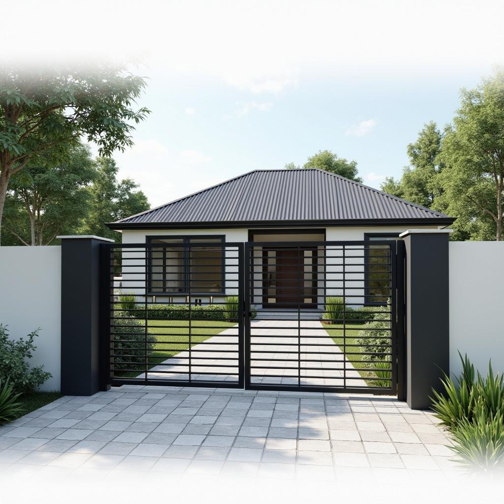 Mẫu cổng nhà cấp 4 sắt hộp hiện đại giá rẻ