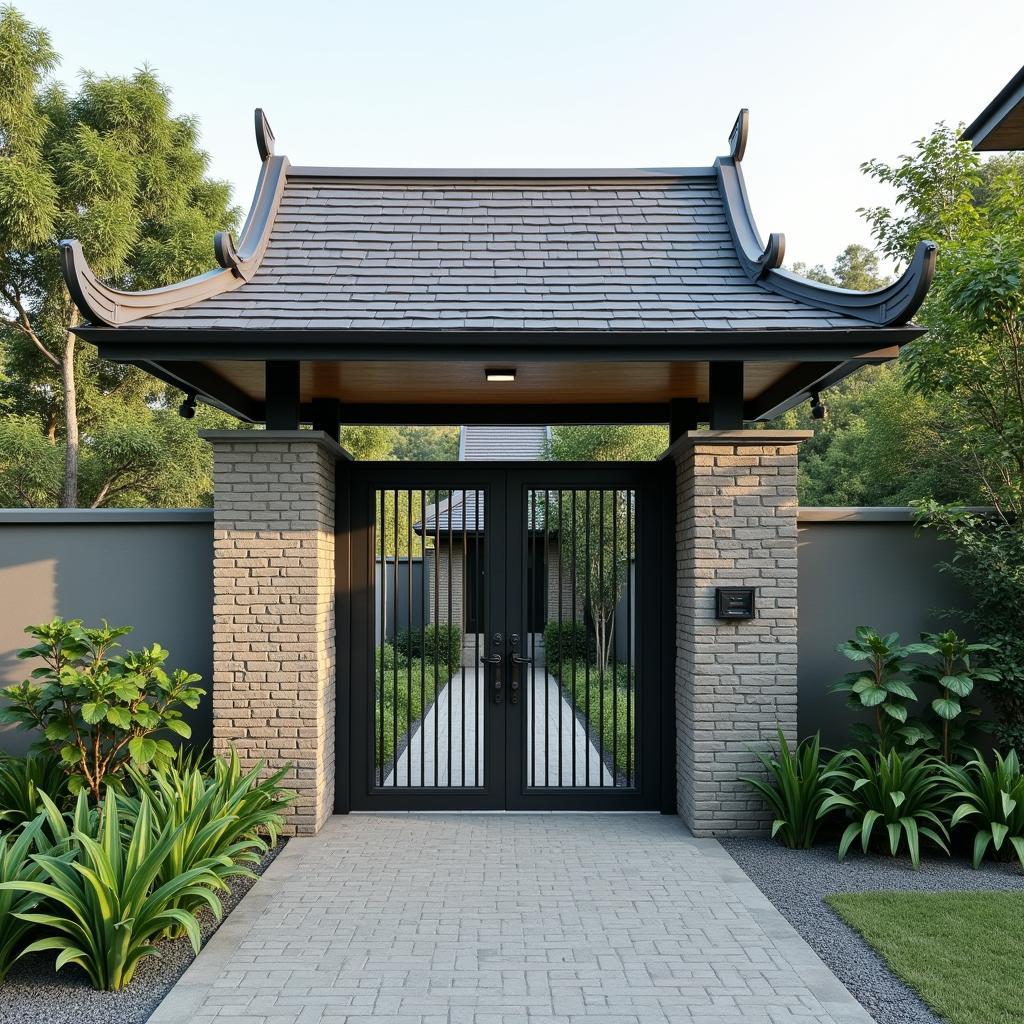mẫu cổng nhà mái thái đẹp đơn giản hiện đại tôn vẻ đẹp ngôi nhà