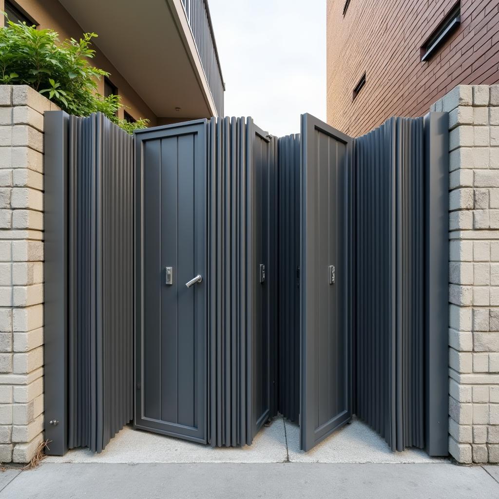 Mẫu cổng nhà mặt phố xếp lớp linh hoạt hiện đại