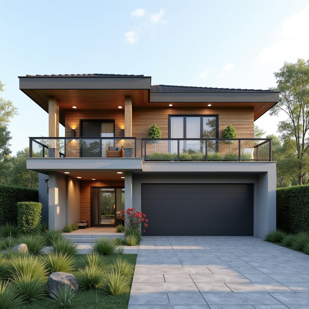 mau nha 2 tang 6x13 co gara oto tien nghi