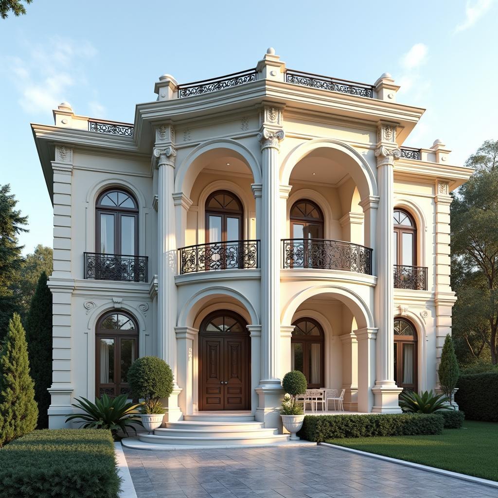 mau nha 2 tang 6x13 phong cach tan co dien sang trong