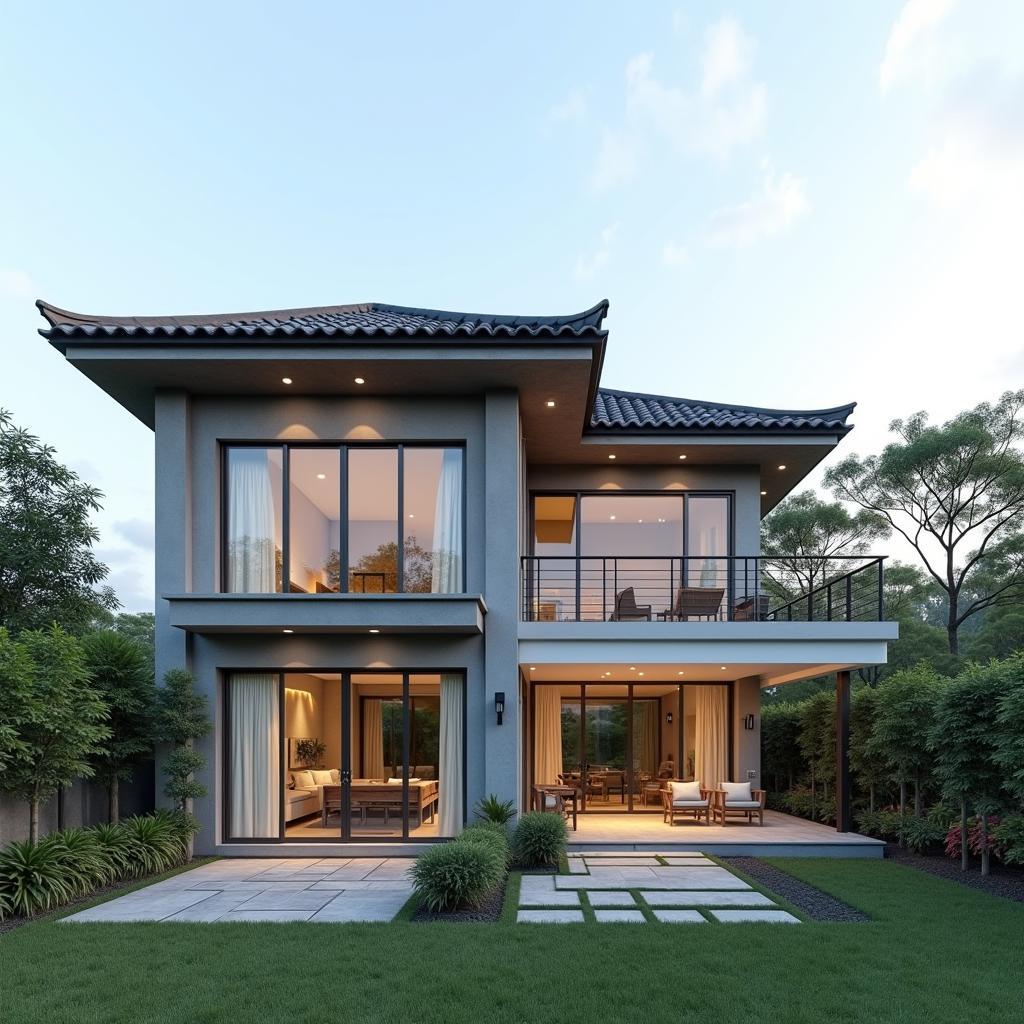 Mau nha 2 tang mai Nhat hien dai o nong thon gia 800 trieu