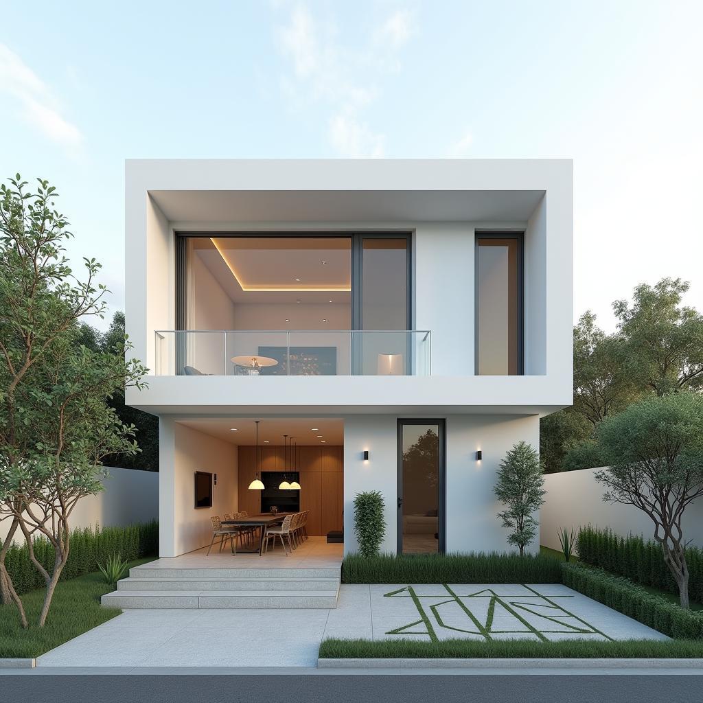 Mẫu nhà 2 tầng phong cách tối giản mặt tiền 4m đẹp và hiện đại