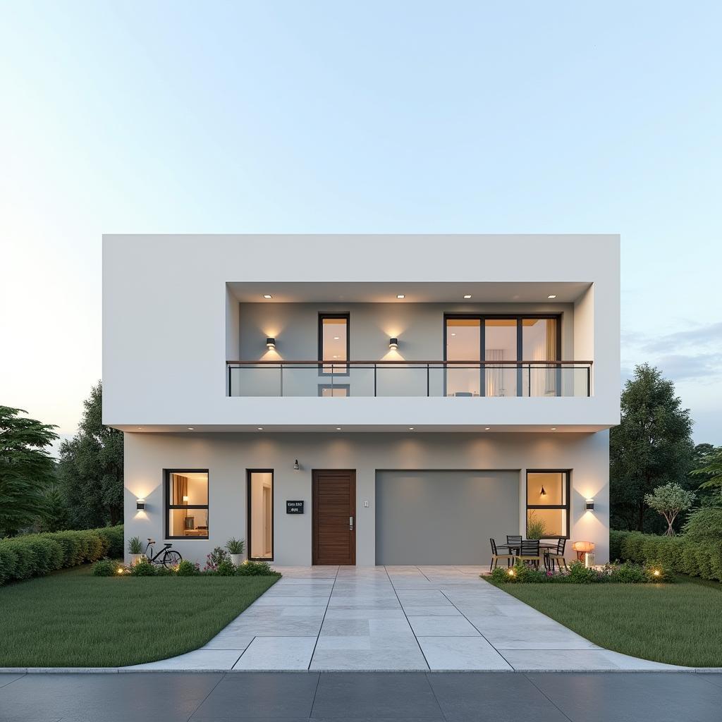 Thiết kế nhà 3 gian mái bằng theo phong cách tối giản, hiện đại