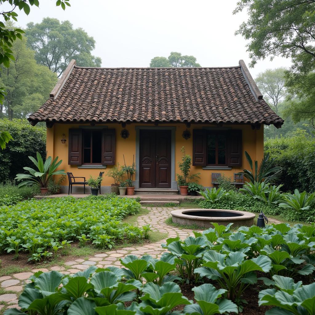 Mẫu nhà 3 gian mái ngói phong cách đồng quê yên bình, mộc mạc, giản dị và gần gũi với thiên nhiên