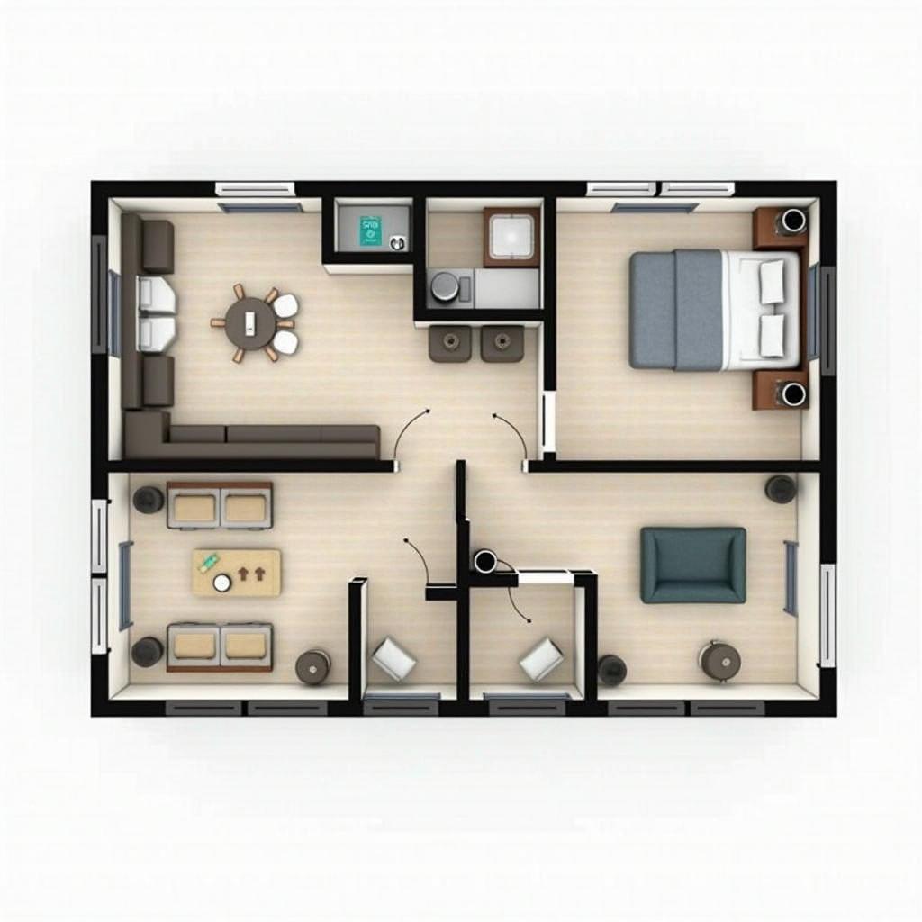 Mẫu nhà cấp 4 gác lửng ngang 4m dài 15m thiết kế tối ưu không gian