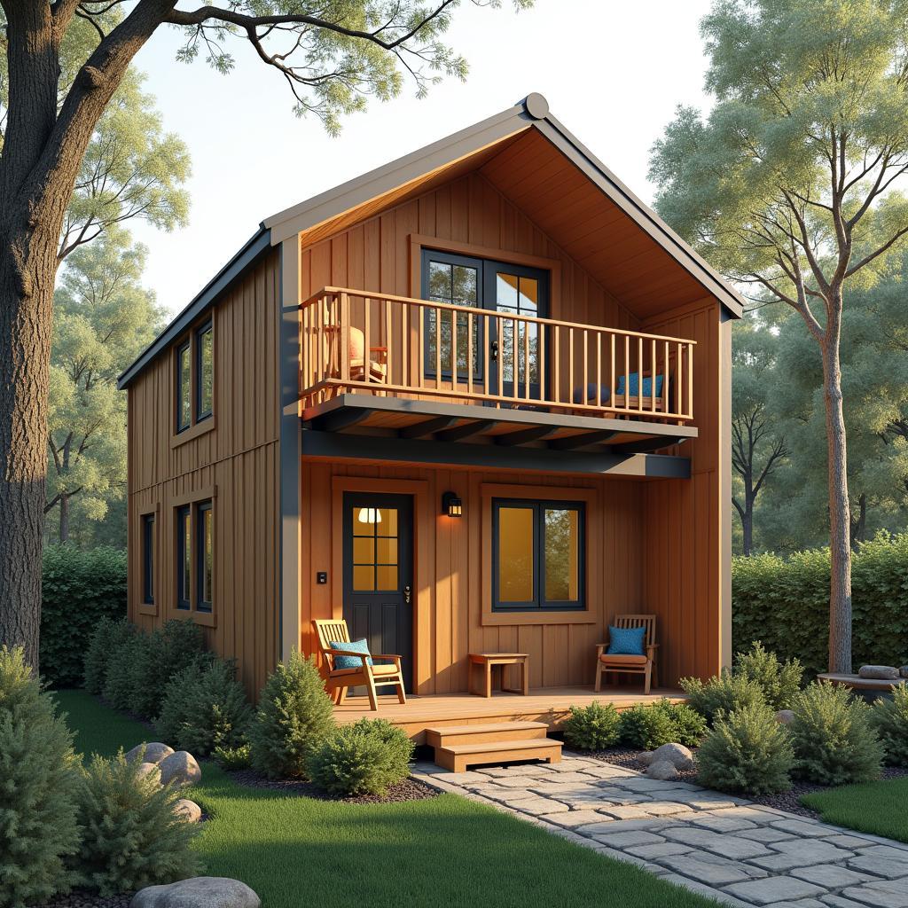 Mẫu nhà cấp 4 gác lửng nhỏ nhắn và ấm cúng