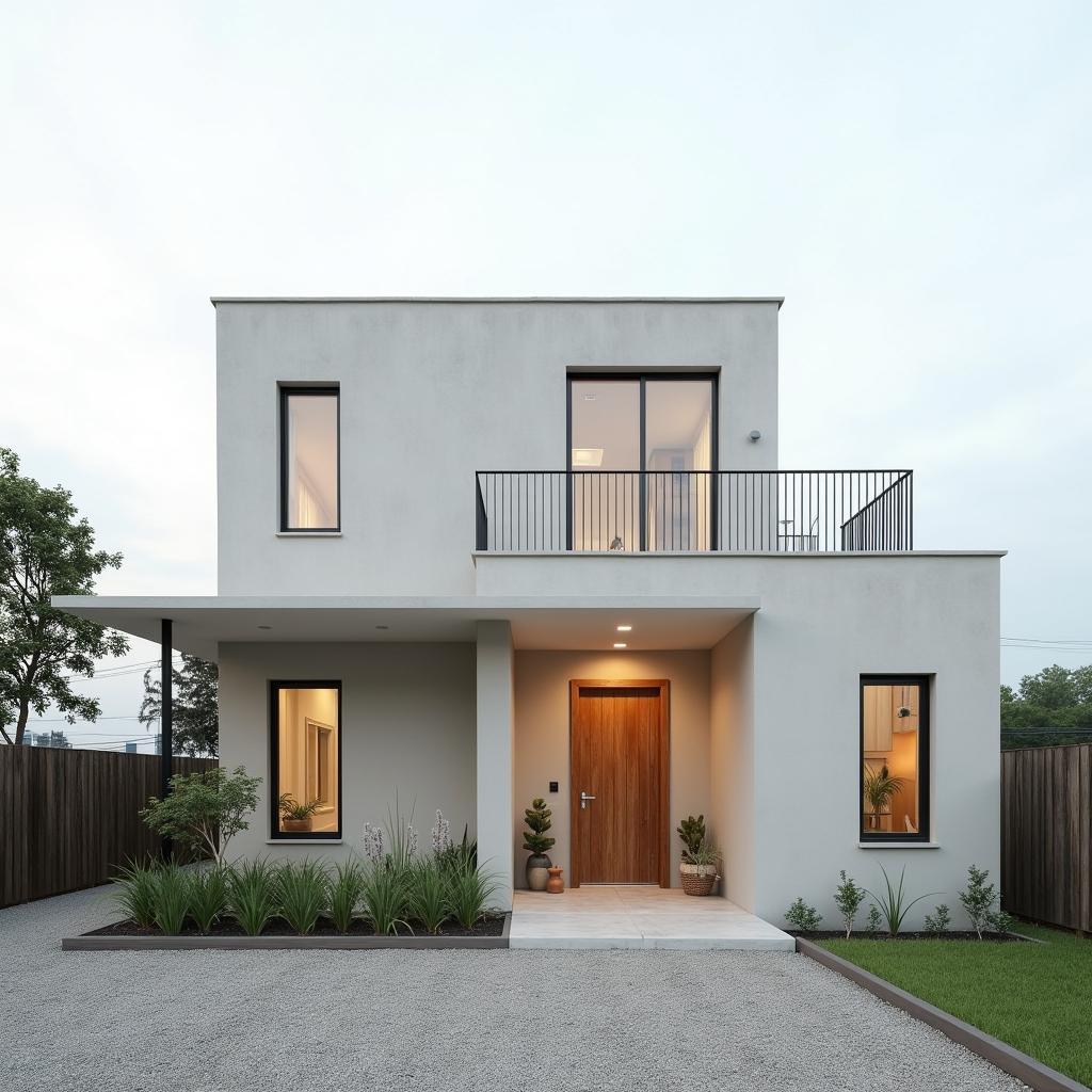 Mẫu nhà cấp 4 gác lửng phong cách tối giản với không gian sống tiện nghi