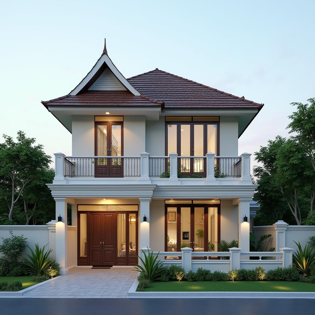 Mẫu nhà cấp 4 mái thái 5x20 đẹp sang trọng