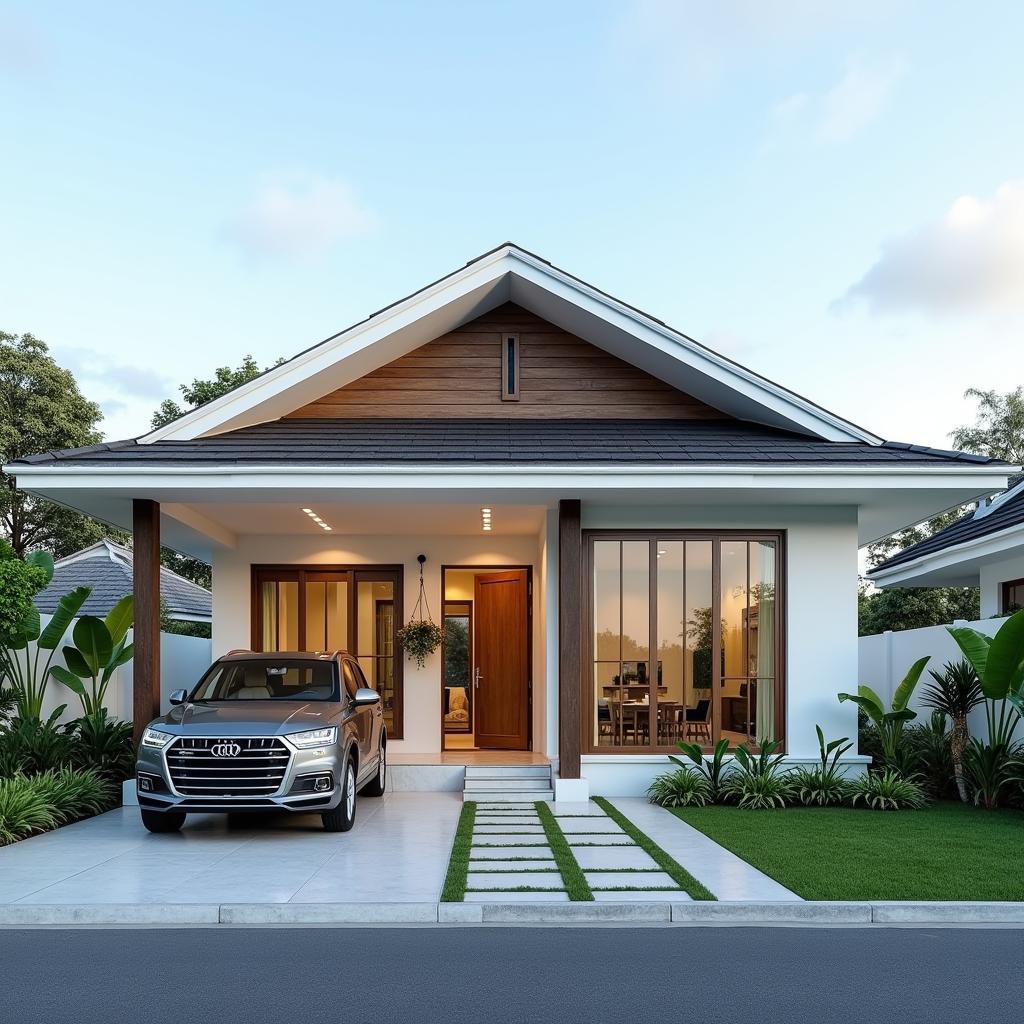 Mẫu nhà cấp 4 mái thái phong cách hiện đại đẹp mắt