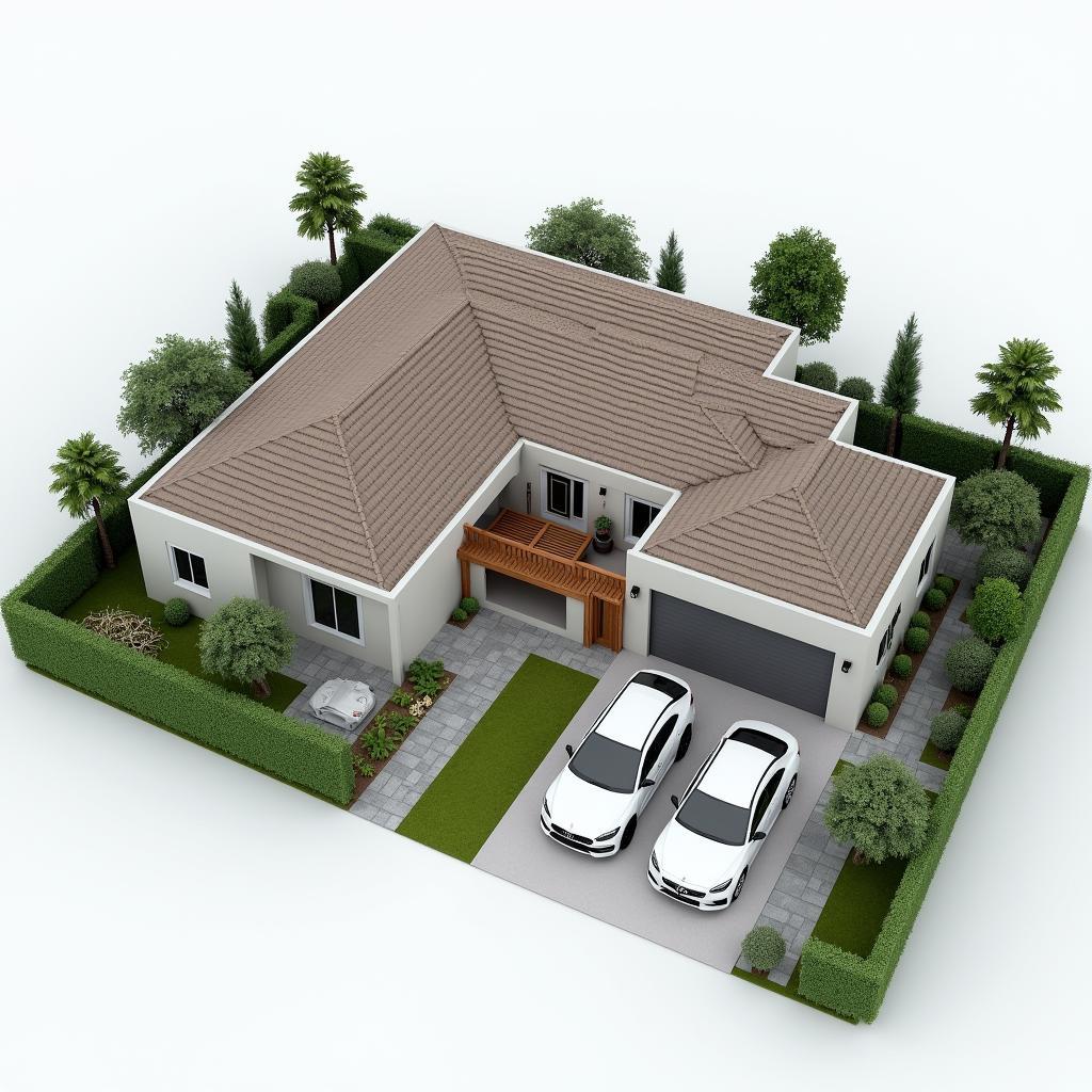 Mẫu nhà chữ L 1 tầng 3 phòng ngủ có gara, thiết kế tiện lợi, đảm bảo an toàn cho xe