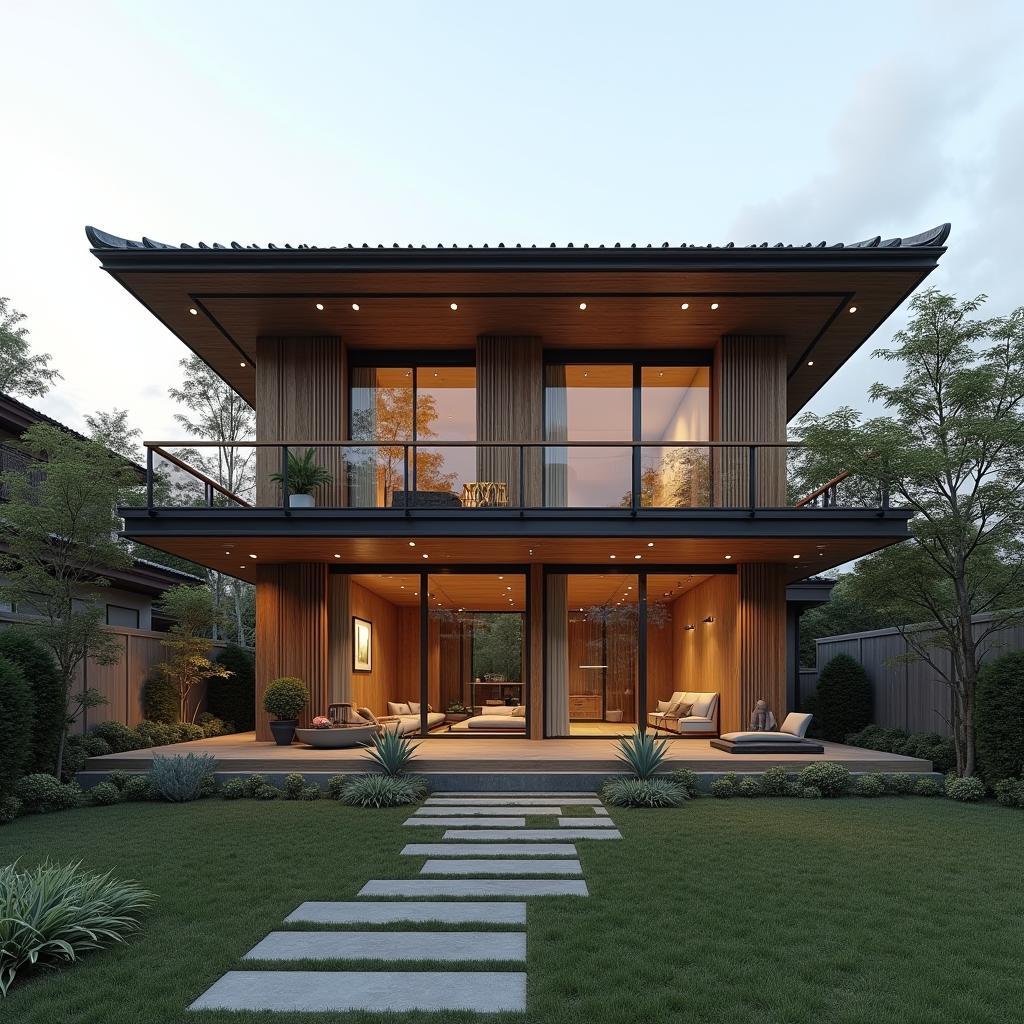 Mau nha go cap 4 mai nhat toi gian thanh lich sang trong