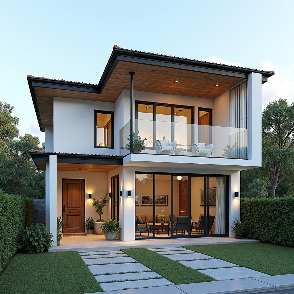 Mẫu nhà ngang 7m 1 tầng có gác lửng, thiết kế tối ưu không gian, phù hợp gia đình trẻ