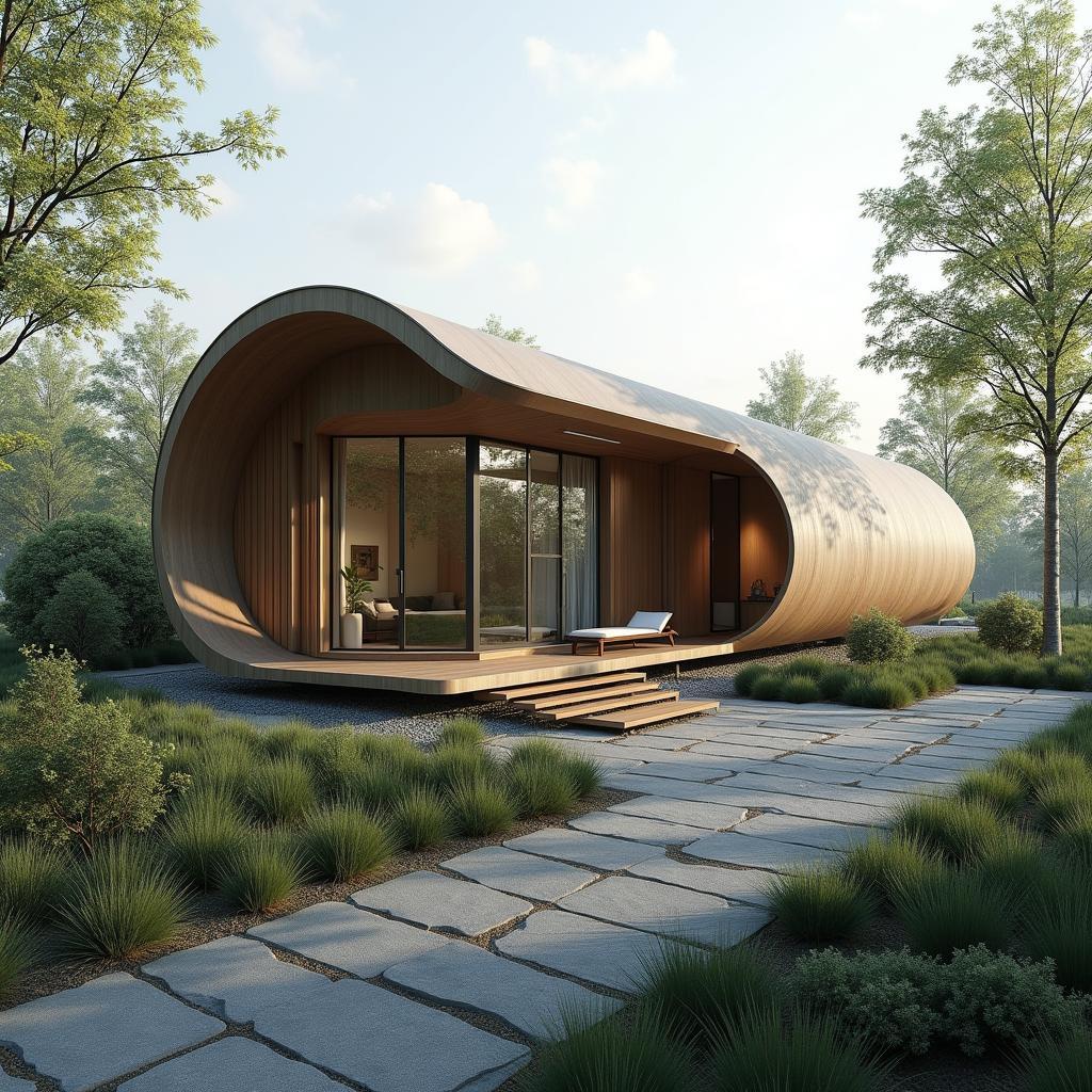 Mẫu nhà ống 1 tầng mái Nhật thiết kế thanh lịch tinh tế hòa mình vào thiên nhiên