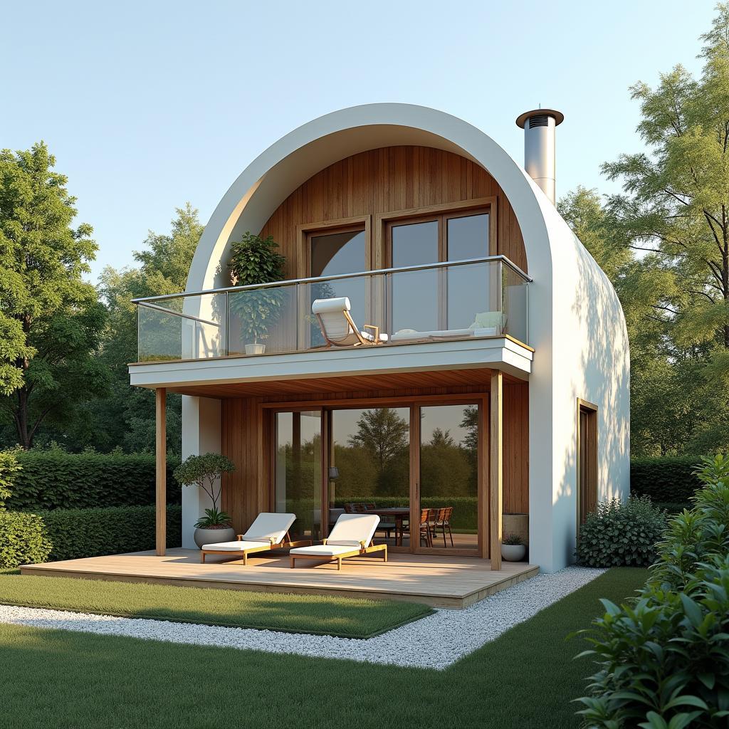 Mẫu nhà ống 2 tầng có sân thượng thoáng đãng, tận dụng tối đa không gian, phù hợp cho gia đình yêu thích trồng cây, thư giãn