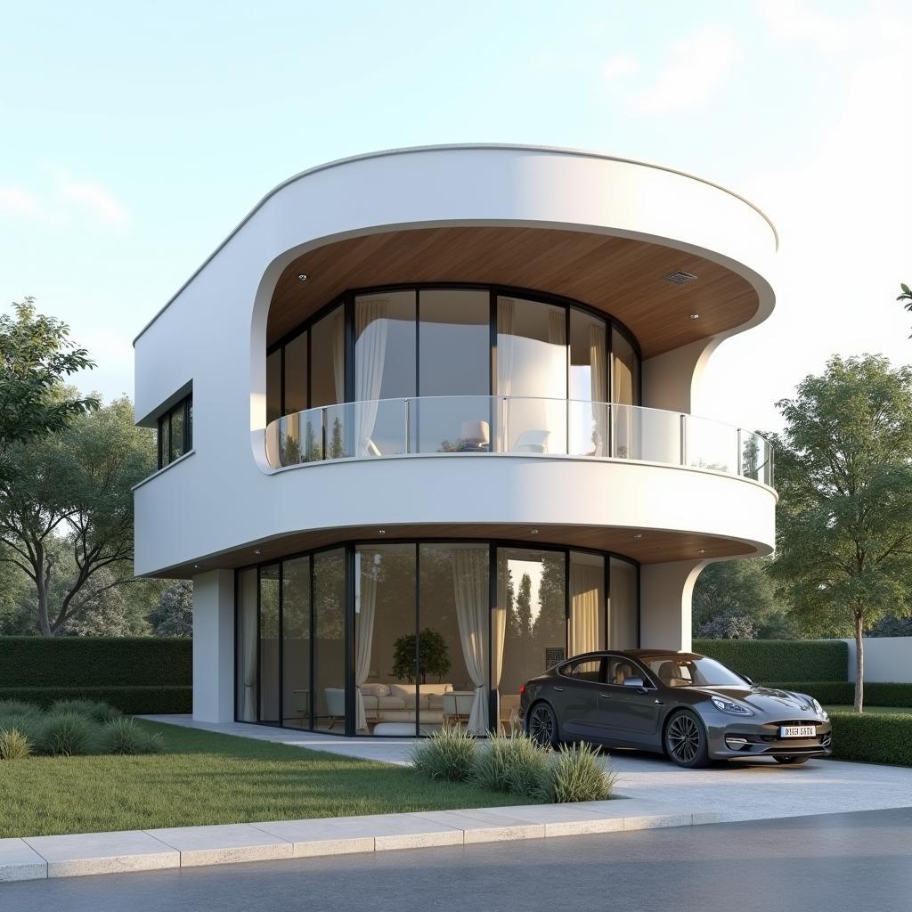 Mẫu nhà ống 2 tầng mái bằng hiện đại với thiết kế tối giản, mặt tiền ấn tượng, sử dụng vật liệu cao cấp