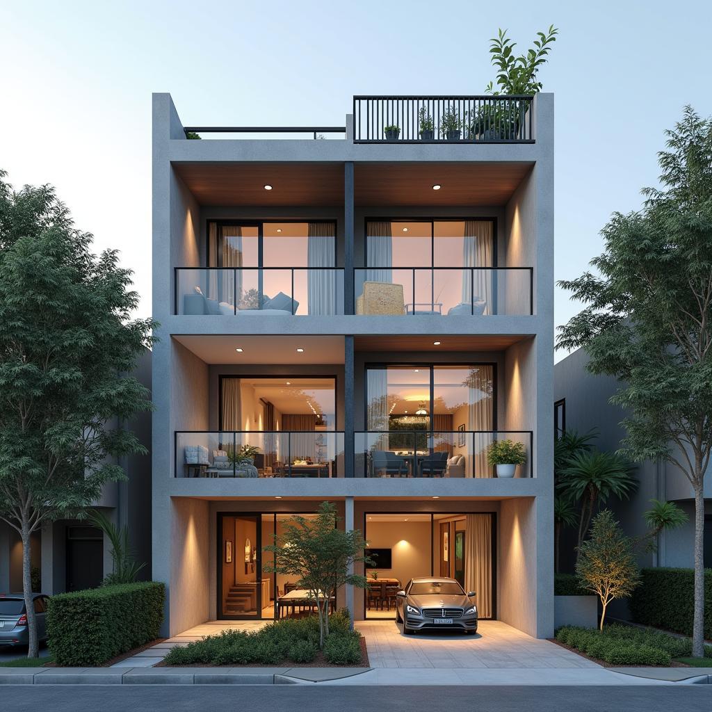 Mẫu nhà phố 3 tầng mặt tiền 4m được thiết kế tối ưu hóa diện tích sử dụng, tạo không gian sống thoải mái và tiện nghi, phù hợp với những khu đất có diện tích hạn chế.