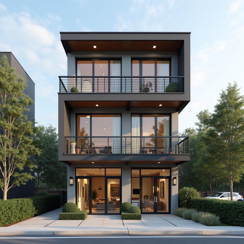 Mẫu nhà phố 3 tầng mặt tiền kinh doanh đa năng, vừa là không gian sống tiện nghi cho gia đình, vừa là địa điểm kinh doanh hiệu quả, mang đến lợi ích kép cho chủ sở hữu.