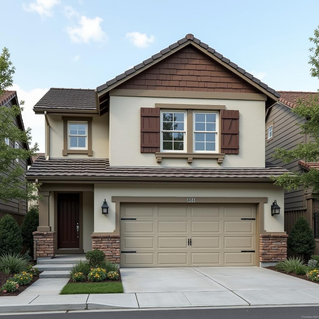 Mẫu nhà phố tiện nghi với gara ô tô rộng rãi